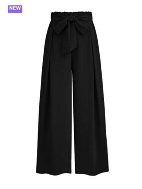 Wide Leg Palazzo Work Dress Pants High Waisted Pleated Pull On Women
